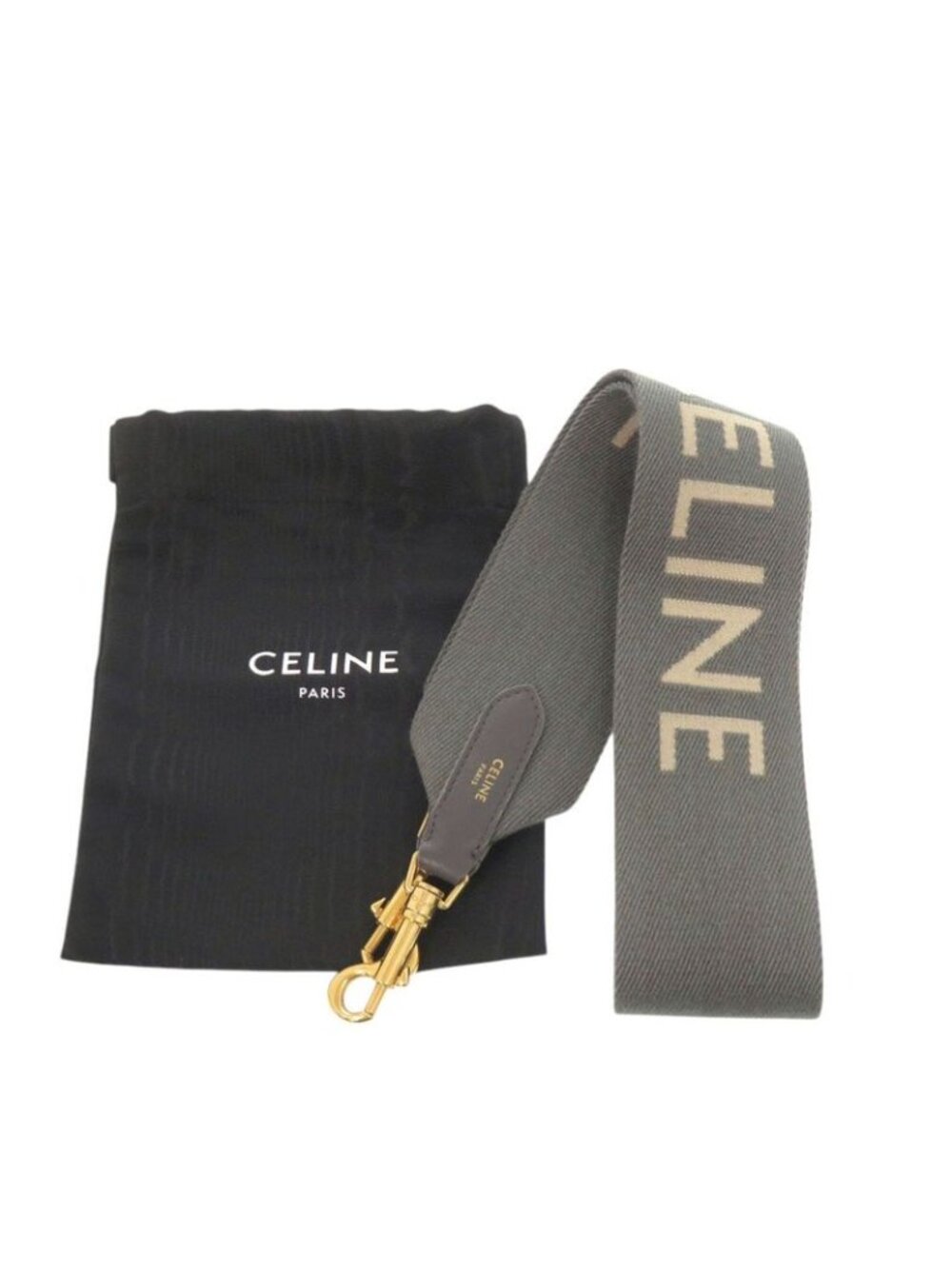 Celine Jacquard Short Strap Canvas Leather Gray Shoulder Bag - Picture 2 of 6